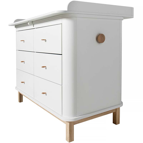 WOOD Original Nursery Dresser 6 drawers with Nursery Top large W118xH91xD76,4cm white/oak